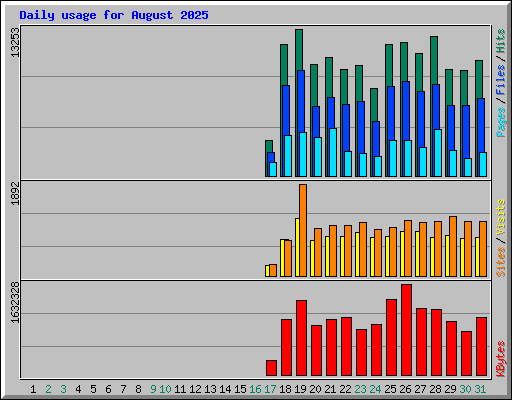 Daily usage for August 2025