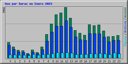 Uso por horas en Enero 2023