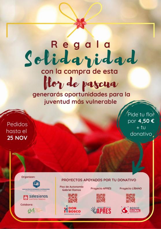 Cartel de la campaña regala solidaridad, organizada por la asociación de Salesianos Cooperadores de la Santísima Trinidad de Sevilla.