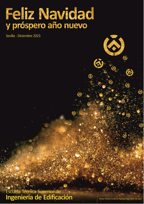 Burbujas doradas sobre fondo negro que se transforman en el logo de la ETSIE.